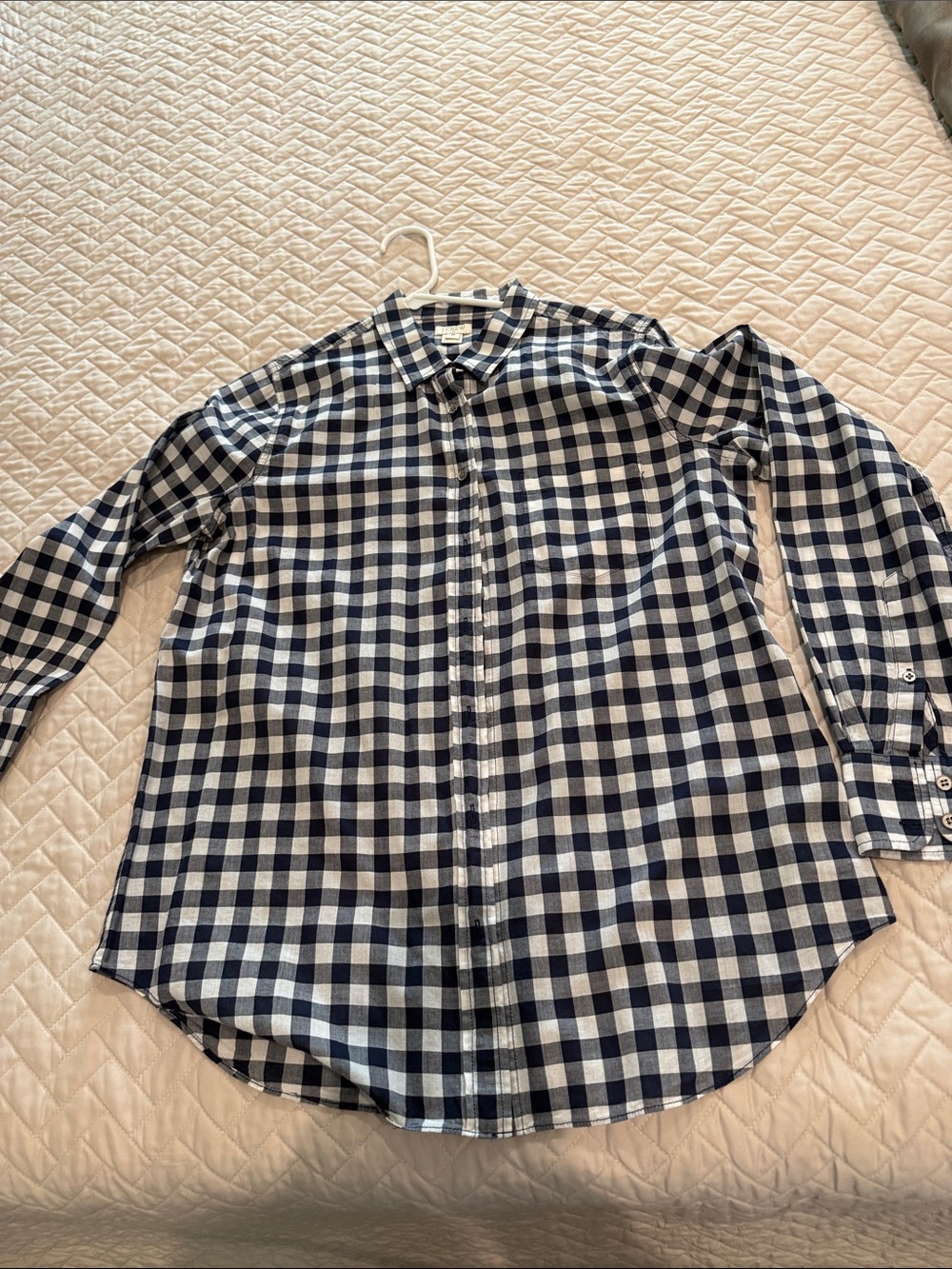 J. Crew Navy & White Gingham Button-Down Shirt